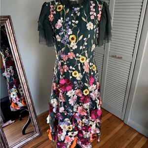 JessaKae Dark Green Floral Midi Dress